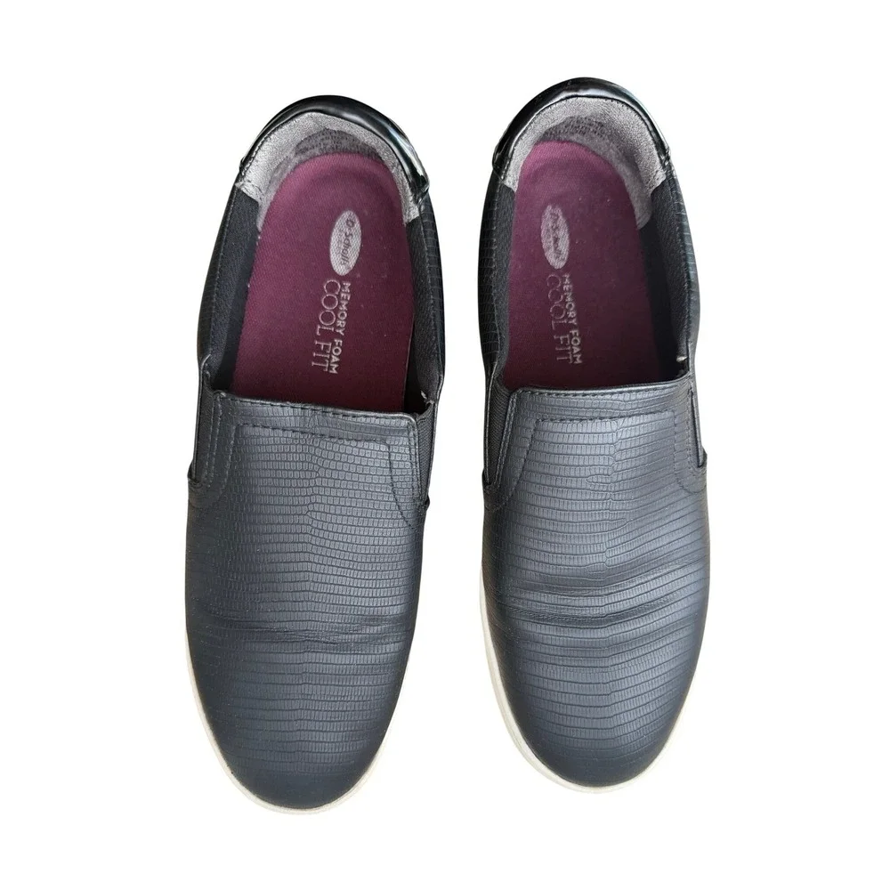 Dr.‎ Scholls Womens Black Snakeskin Embossed Memory Foam Slip On Sneakers 9.5M